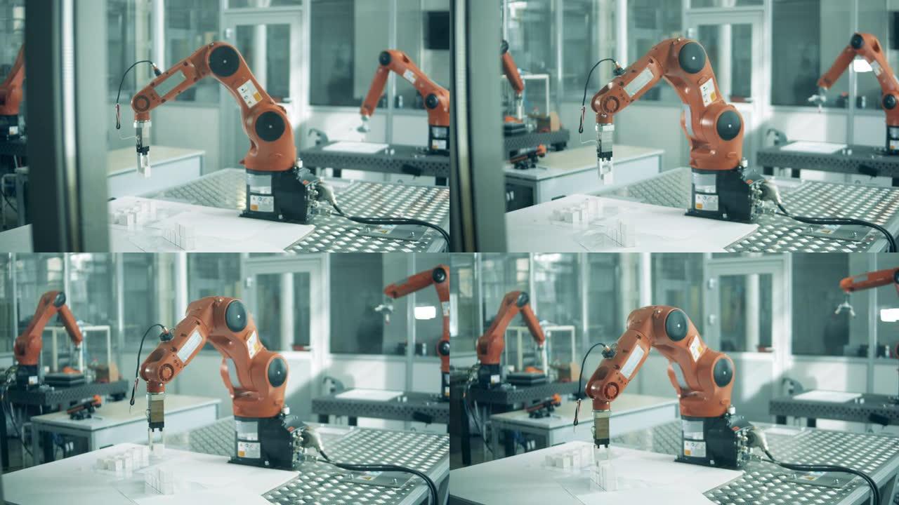 工业机器人机械手，创新机器人机器正在重新定位小物品