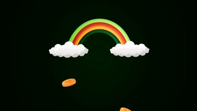 圣帕特里克节动画卡片与彩虹