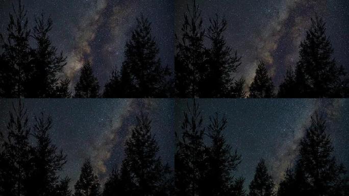 夜晚的银河延时晚上星空星光灿烂夜景宇宙风