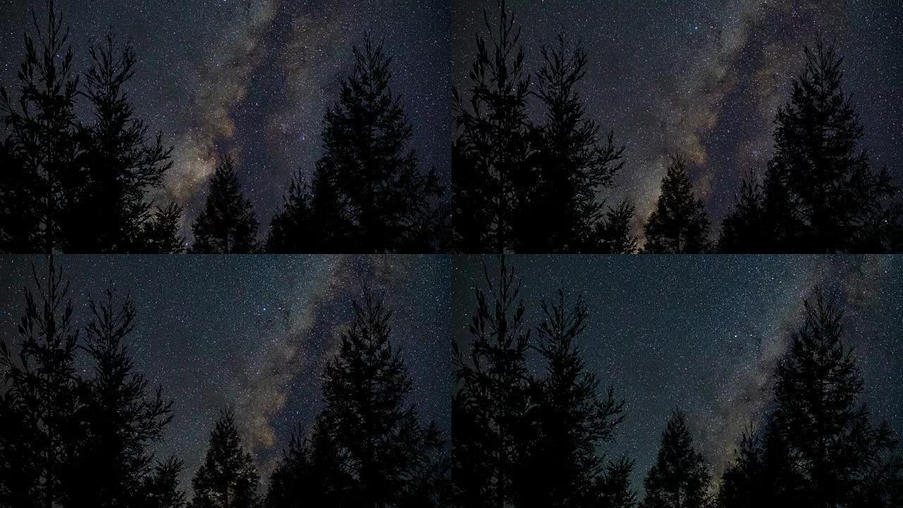 夜晚的银河延时晚上星空星光灿烂夜景宇宙风