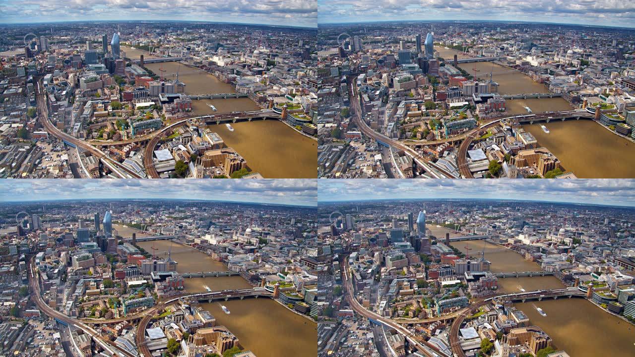 英国伦敦金融区和住宅区的鸟瞰图