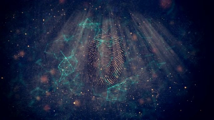 扫描指纹生物识别身份。安全和密码的未来概念