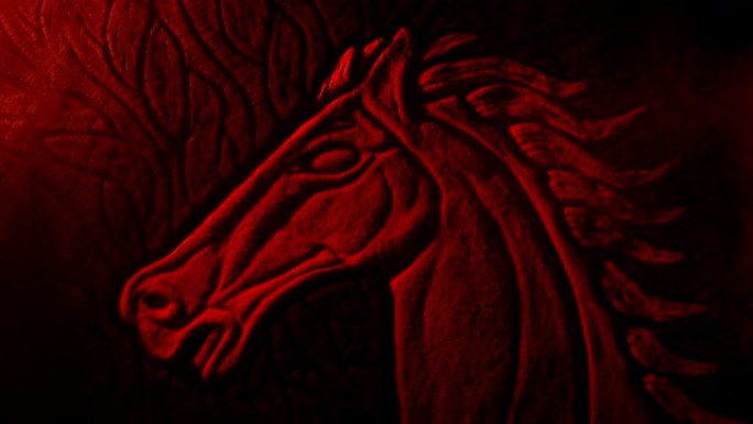 火光中的红马雕刻教堂石刻火焰马