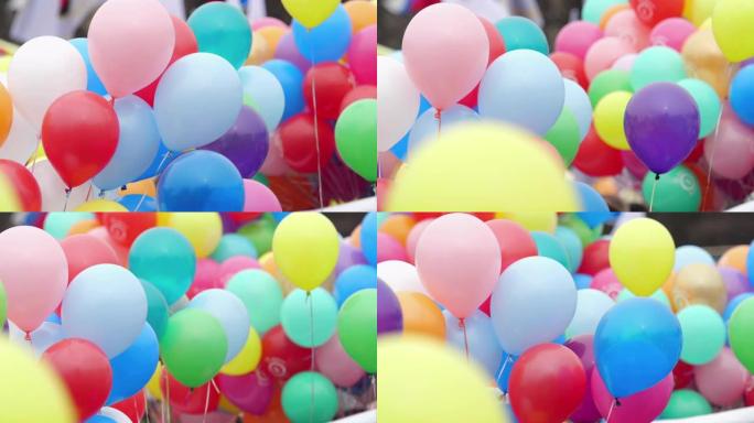 喜庆的彩色氦气球。