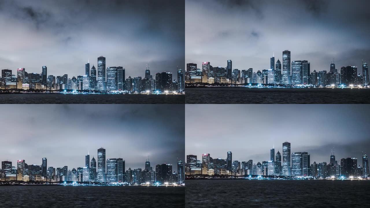 伊利诺伊州芝加哥的T/L TD夜景