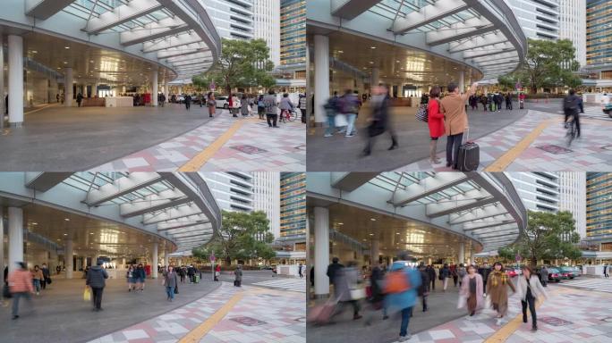 延时: 名古屋中央车站中部日本附近的游客和商人拥挤的行人