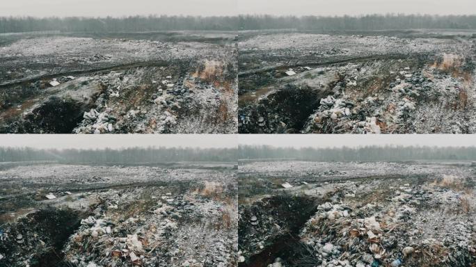 冬季垃圾填埋。垃圾场生态污染源