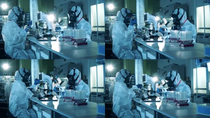 实验室工作人员开发了一种冠状病毒疫苗。Covid19，冠状病毒概念。新型冠状病毒肺炎疫苗检测概念，抗