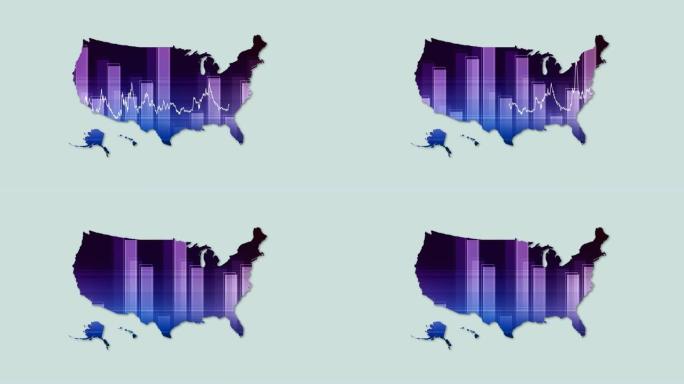 4k美国地图和金融经济背景