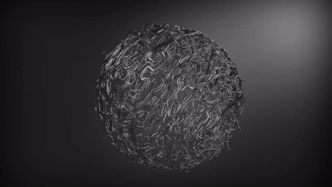 由细铁丝制成的抽象美丽球体。铁球围绕其轴线旋转。