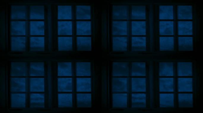 卧室窗户，夜空掠过