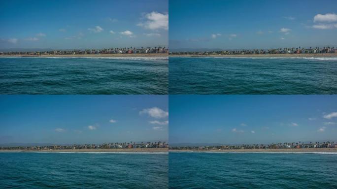WS Time lapse sunny ocean beach under blue sky，Cal