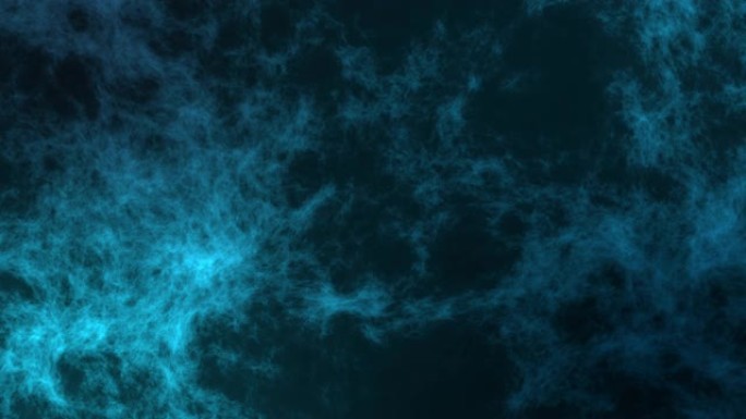 4k剪辑抽象蓝色海洋波流粒子顶视图黑暗背景，数字技术和背景环境概念