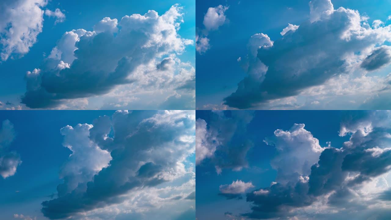 白天蓝天中云变化形式的延时