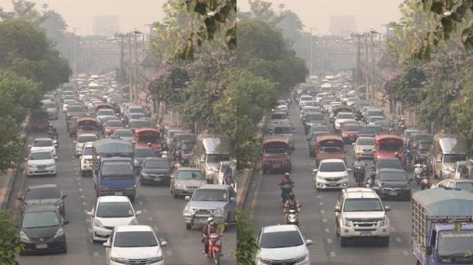 泰国清迈垂直交通城市空气污染