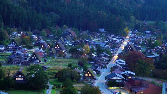 4K.时间流逝在日本岐阜，石川县和富山县附近的山村是白川县的传统茅草屋
