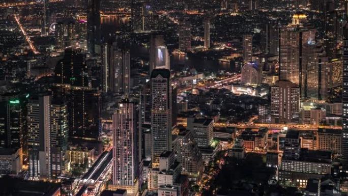 曼谷市时间流逝曼谷夜景延时摄影