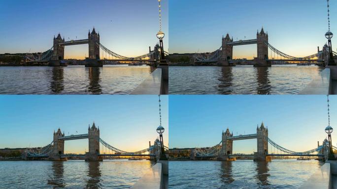 英国伦敦塔桥的4K WS T/L早晨日出