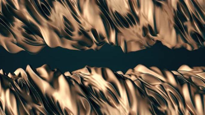 背景由两个抽象的金柱组成，在其表面上有一个拧紧的波浪运动。