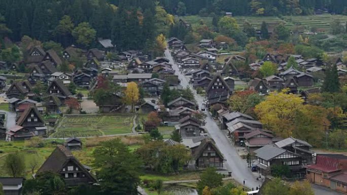 日本岐阜市秋时节白川子村4k延时。