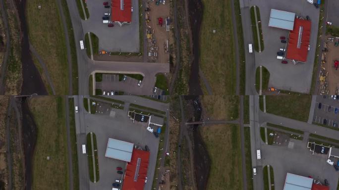 冰岛城市的鸟瞰图交通公路冰岛城市