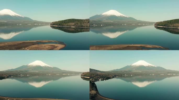 山中湖和富士山无人机拍摄