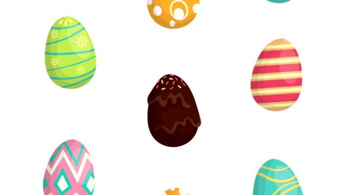彩绘彩蛋的快乐复活节动画卡