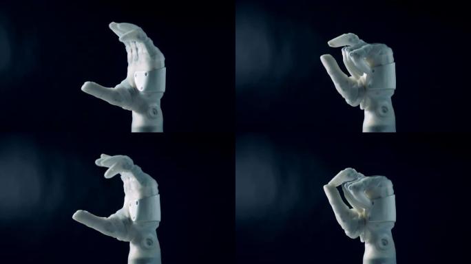 自动假肢移动手指。真正的机器人手。