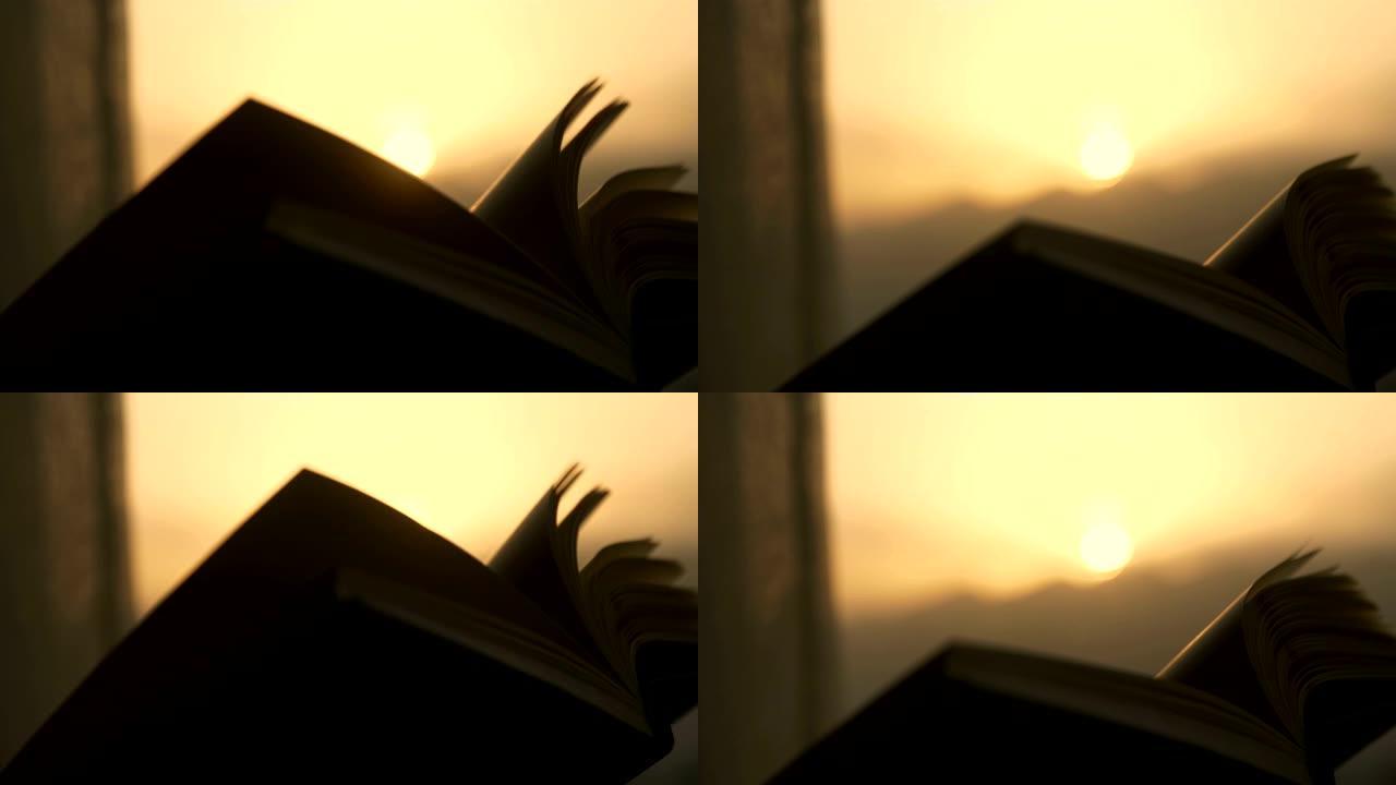 在窗户附近看书温馨温暖黄昏夕阳