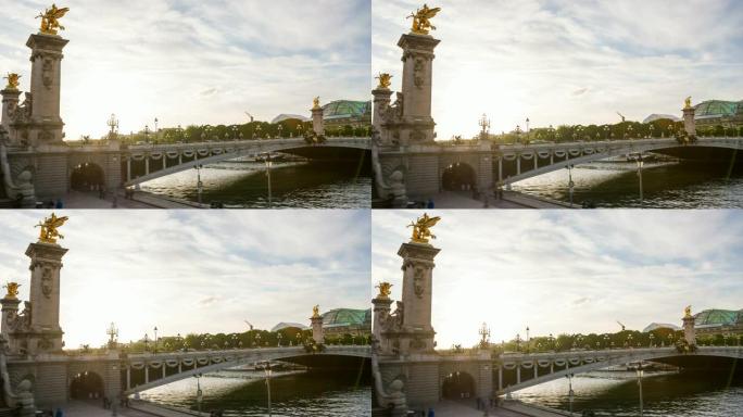 巴黎塞纳河上的桥拱桥Pont Alexandre III的交通