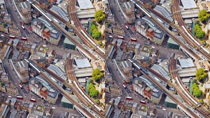英国伦敦桥梁和住宅区的鸟瞰图