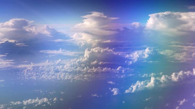 飞行时从飞机窗口拍摄的彩色云天景