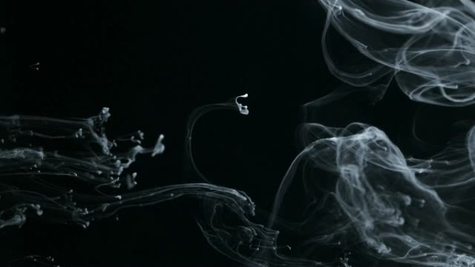 概念艺术白色油漆在水中像慢动作中的烟雾