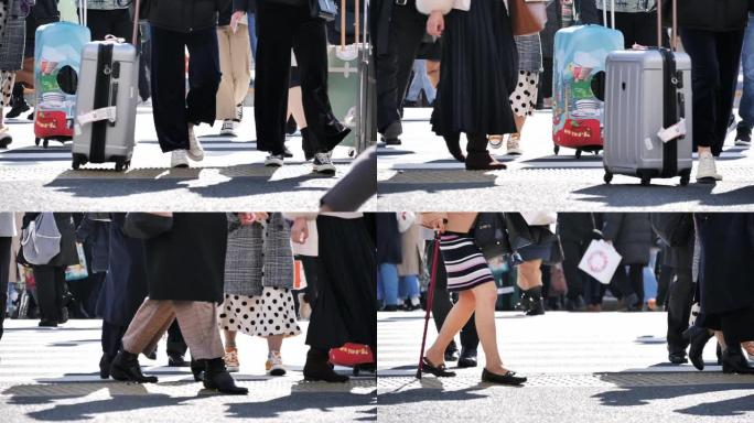 日本商人步行上班行李箱人流旅行人潮