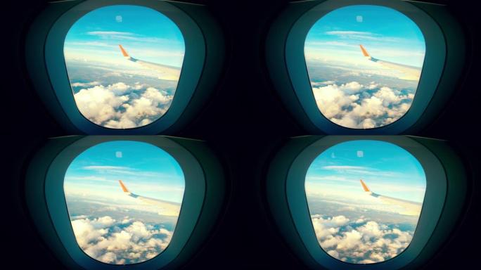 从飞机机舱拍摄的蓝天