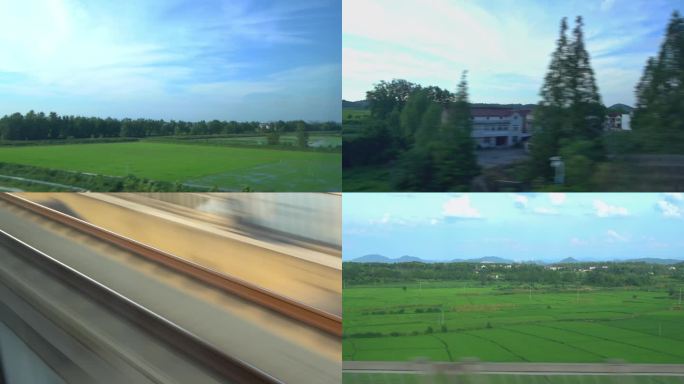 火车窗外绿色风景