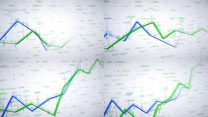 白色背景上的两个不断增长的图表。财务数字和数字显示利润增加。