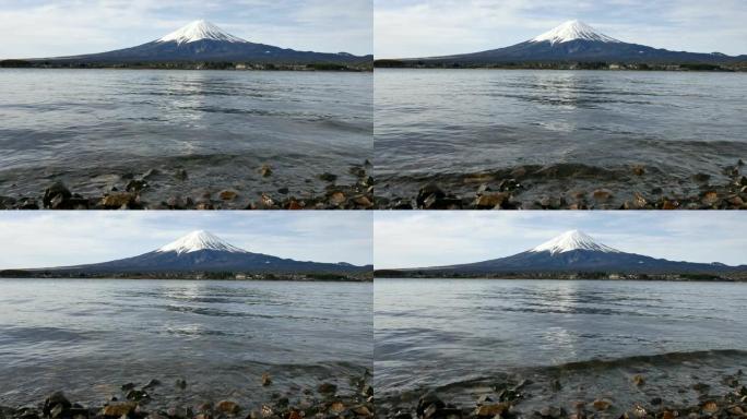 富士山真实视频湖面日本富士山雪山