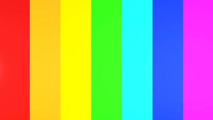 美丽的彩色条纹覆盖在屏幕上，使彩虹。多色塑料带卷展开的3d动画。阿尔法面具。