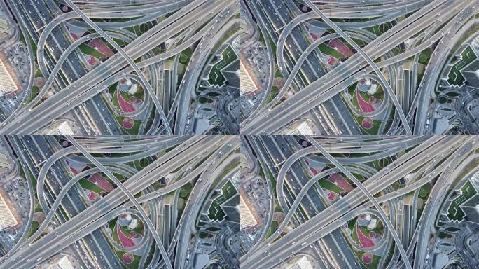 城市交通系统的俯视图/迪拜，阿联酋