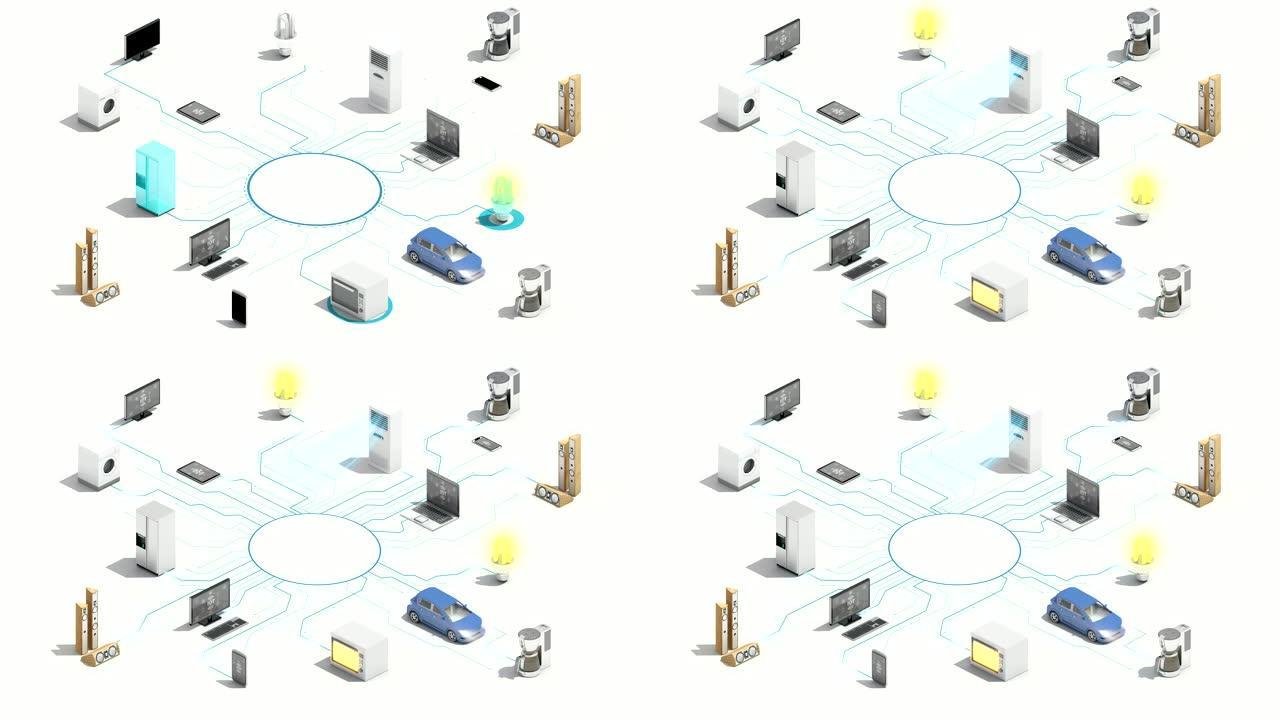 'IoT' 连接智能家电自动化，物联网，4k。