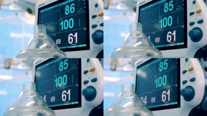 医院监护仪的特写显示生命体征
