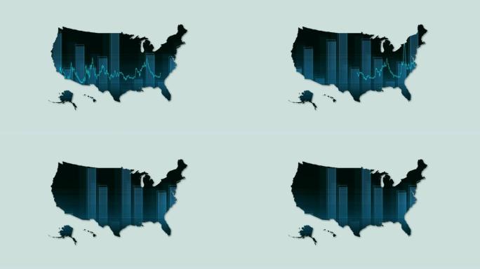 4k美国地图和金融经济背景