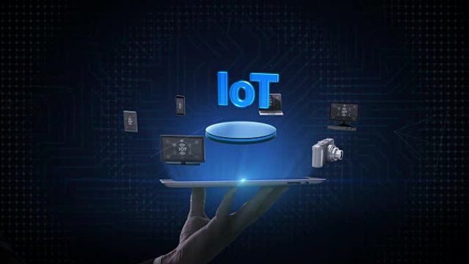 提升智能平板电脑，各种连接 'IoT' 的移动设备，物联网技术。4k电影。