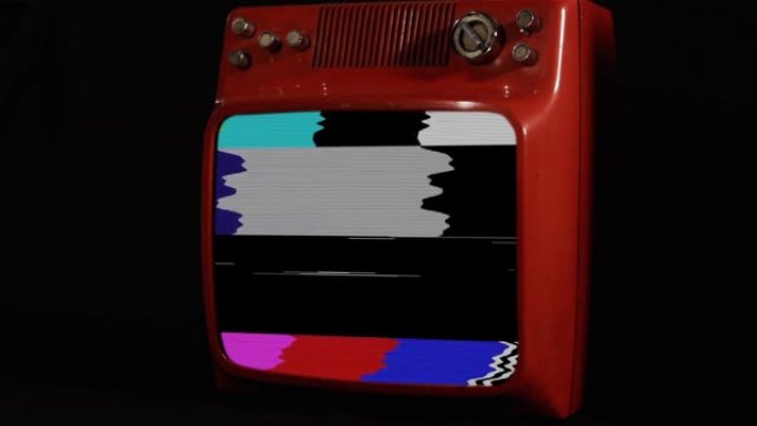 旧复古电视，带彩色屏幕改变频道。