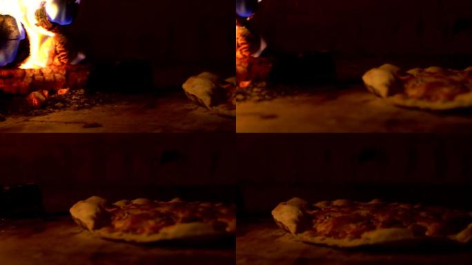 慢动作平移镜头: 披萨烹饪