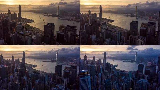 从早到晚，香港城市天际线的坍塌