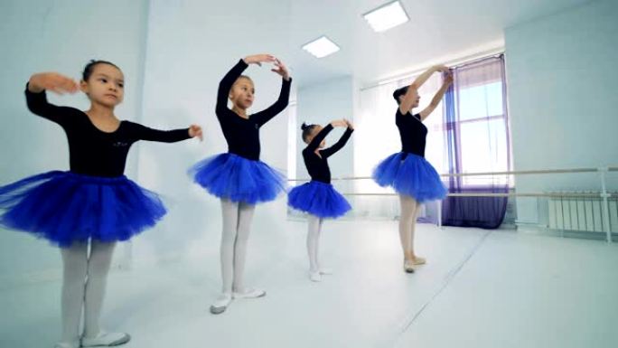 小芭蕾舞演员在训练中，特写镜头。