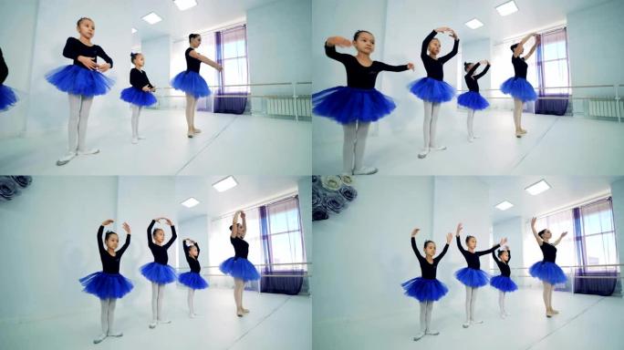 小芭蕾舞演员在训练中，特写镜头。