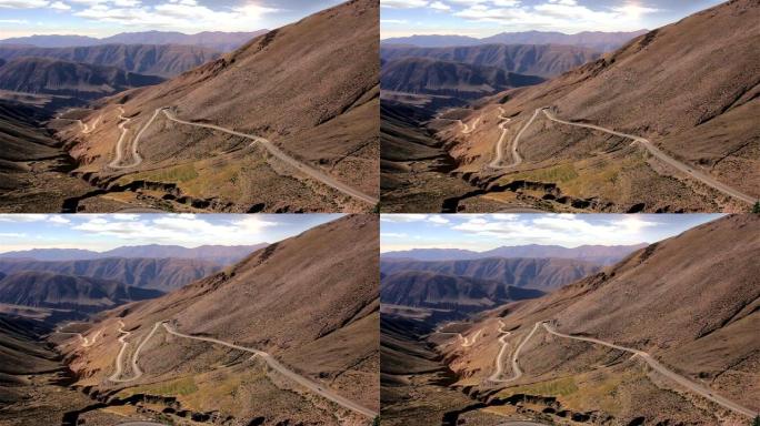 山弯曲路线。之字形路。在阿根廷普纳拍摄。